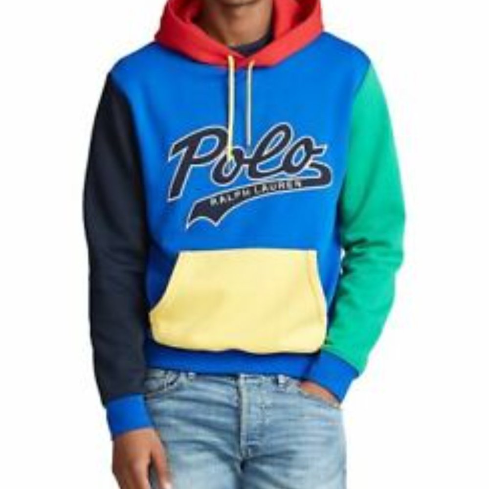 Polo Ralph Lauren Color Blocked Script Logo Spellout Hoodie Men's XXL MSRP $148